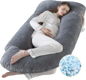 WhatsBedding Pregnancy Pillows for Sleeping, J Shaped Full Body Maternity Pillow for Adults, Memory Foam Filling Support for Back, Legs, Belly,