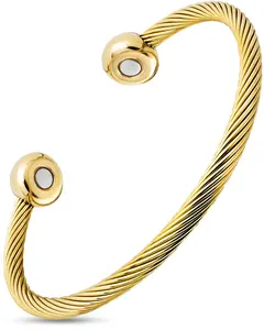 MagnetRX Twisted Cable Magnetic Bracelet Cuff (Gold)