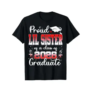 Menswear Casual Short-Sleeve Round Neck Print T-Shirt - Proud Lil Sister of a 2026 Graduate Tshirt