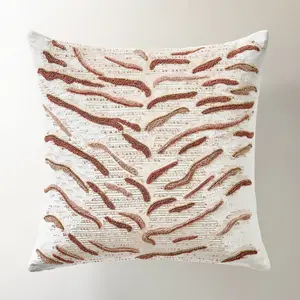 Z Gallerie Roary Beaded Pillow, 20" Mocha Mousse/Smoked Pearl Soft Cushion with Removable Cushions