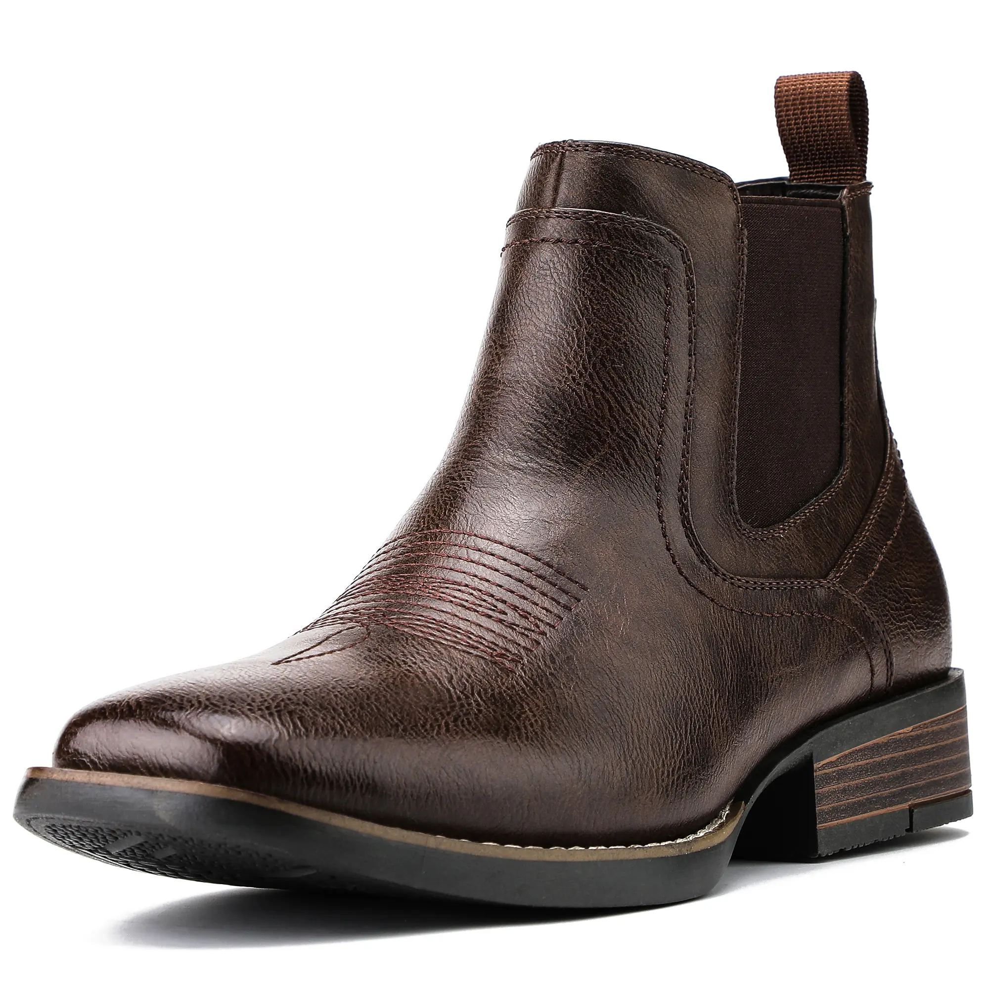 JASONSTAR Western Cowboy Boots for Men - Mens Square Toe Chelsea Boots Ankle Cowboy Boots for Men Casual Retro Stylish Boots
