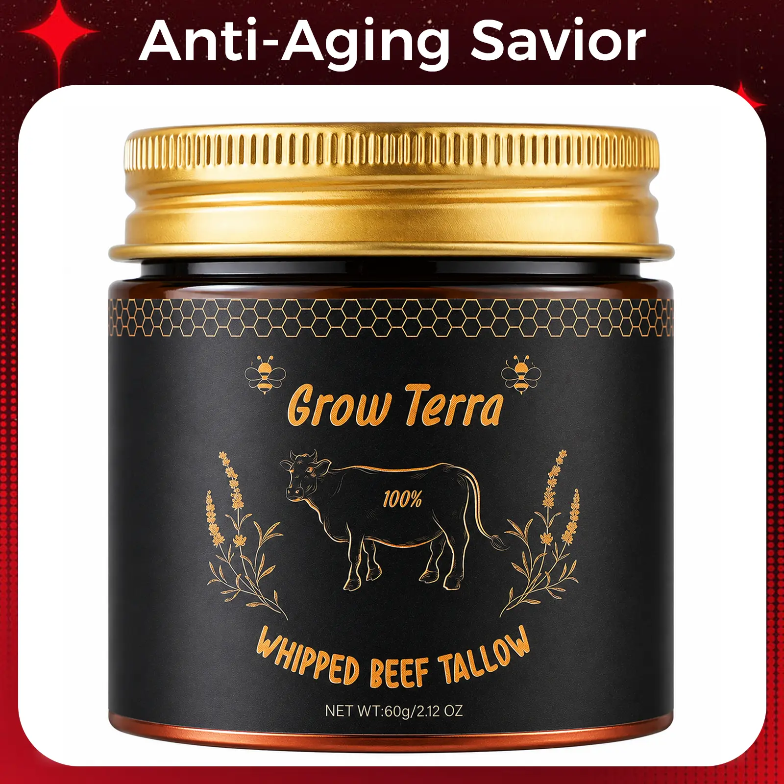 Wrinkle Defense & Natural Anti-Aging Beef Tallow Moisturizer - Face Balm Skincare - Handmade All-Natural Moisturizer for Soft, Smooth, Radiant Skin Firming And Moisturizing Gentle Moisturizing,travel essentials