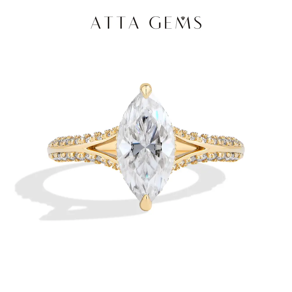 ATTAGEMS D Color Marquise Shape 2.0ct Lab-Created Moissanite Ring for Women Men Unisex 925 Sterling Silver Engagement Wedding Sparkling Anniversary Jewelry R308, Elegant Engagement Ring, Engagement Rings summerwins