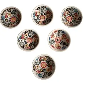 6 pcs Ceramic Mini Bowls Set Pinch Prep Tapas Appatizer Oil Salt Tiny Pottery Bowls Handmade Handpainted Turkish Decorative Ceramic Gift