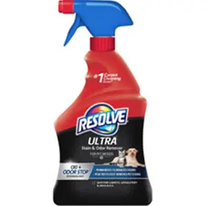 Resolve Ultra Oxi+ Tech Pet Stain & Odor Remover Spray Bottle - Light Yellow, Fresh Scent, Grooved Handle for Dogs & Cats