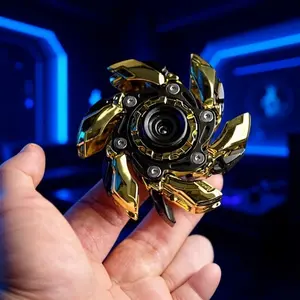 Metallic Sci-Fi Style Expandable Fidget Spinner, Rainbow Metallic, Colorful Shiny Metallic, Adult Stress Relief Desk