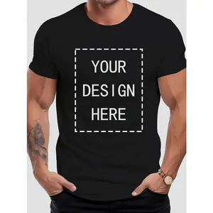 Men's Customizable Black T-Shirt - ized Logo/Text/Design, Short Sleeve, Custom Printing for Branding, Events, Promotions - Bulk Orders Welcome, Casual Fit & Easy Upload via Website/Gmail/Excel