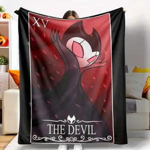 The Devil Tarot Card Flannel Blanket, Hollow Knight Grim Demon Print, Cozy Soft Warm, Lightweight and Durable, Suitable for Living Room, Bedroom, Office, Halloween Gift and Birthday Gift, Travel Blanket.
