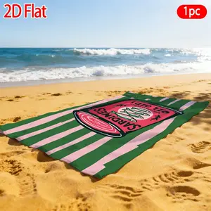 2D Flat, 1pc, Beach Towel, Canned Sardines Pattern, Suitable for Pool, Gym, Vacation, Multipurpose, All Seasons, Perfect for Summer, Simple and Luxurious, Easter, Valentine's Day, Halloween, Christmas Decoration Gift, 2D Flat