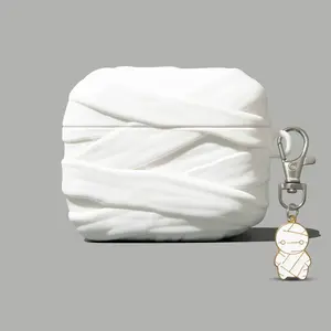 1 Pc Cute Cartoon Bandage Mummy AirPods 4 Case, Wireless Bluetooth-compatible Earphone Cover, Silicone Soft Shell, Shockproof, with Lanyard