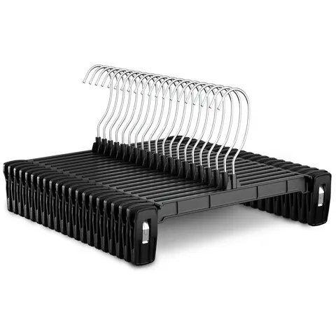Utopia Home Durable 30-Pack Rust-Resistant Plastic Space Saver Hangers Bulk - Lightweight Slim, 360° Rotating Swivel Hook, Clips, Non-Slip Plain Organizer with Box for Jeans, Skirts, Pants (360° Hangers & Pegs)
