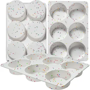 Silicone Egg Bite Molds 3 Pack 3 Inch Deep Round Molds for Egg Breakfast Sandwiches Omelets Dinner Rolls Baking - White