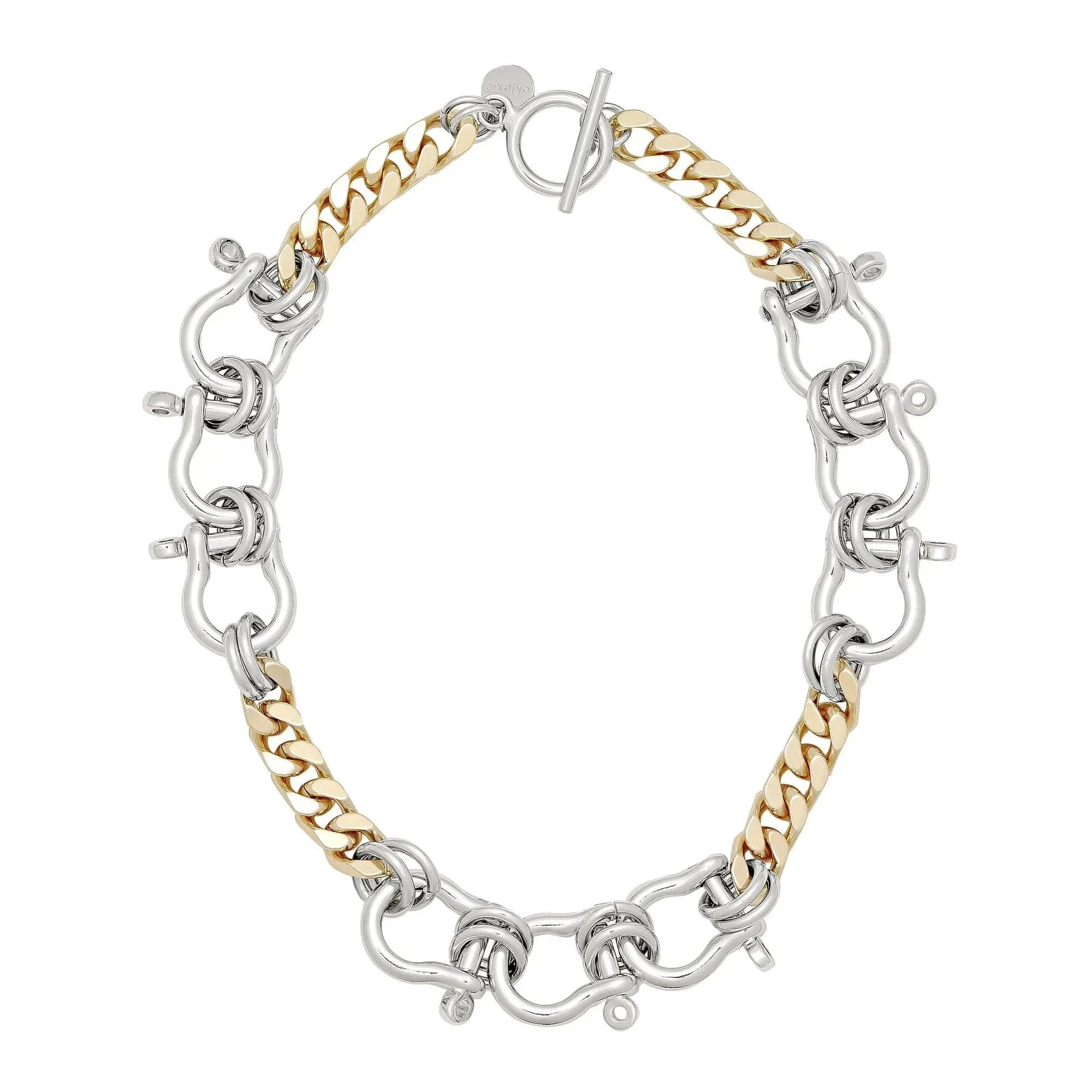 Hendrick Two Toned Necklace with Chain Design and Decorative Elements