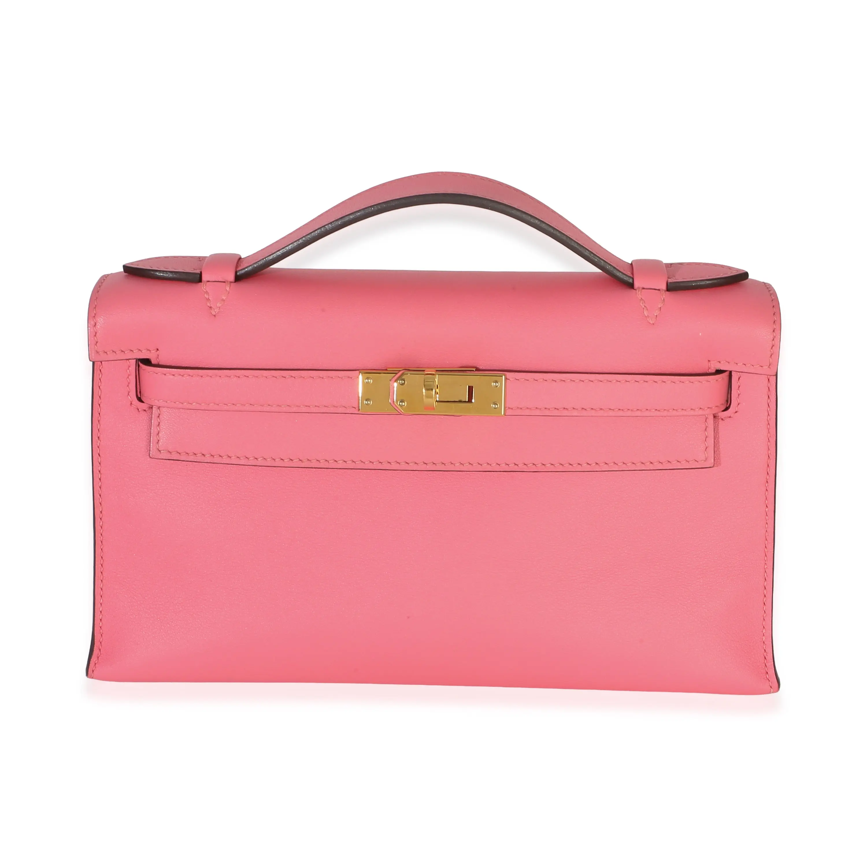 Pre-owned Leather Tote Bags Rose Azalee Swift Kelly Pochette GHW