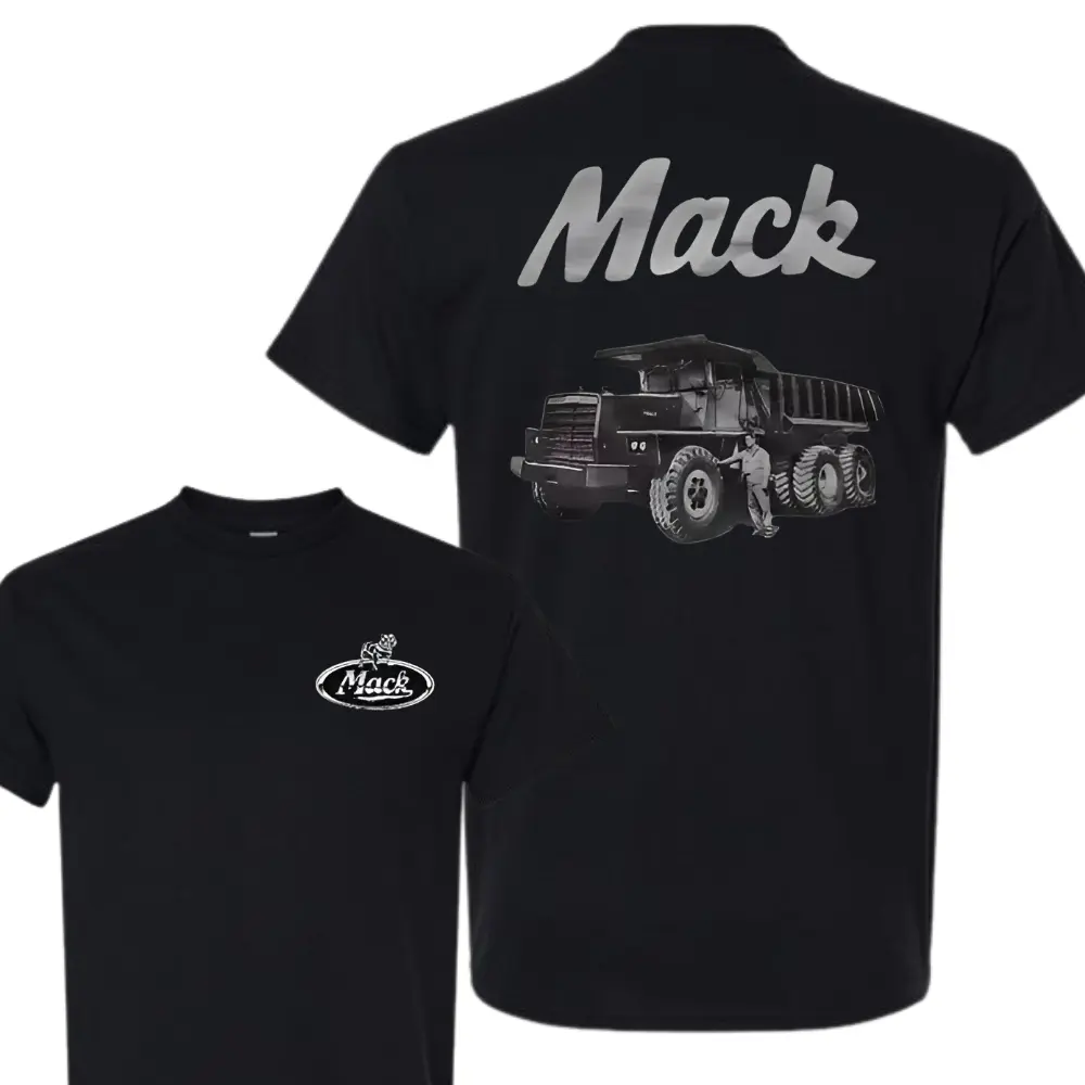 Classic Mack Truck T-Shirt, Vintage Industrial Graphic Tee, Soft Cotton Blend Shirt, Heavy Equipment Workwear Apparel for Men & Women, Rugged Trucker Gift Idea