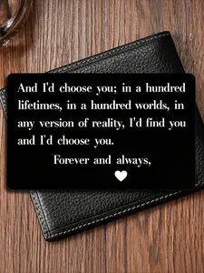 Engraved Metal Wallet Card – Message/Name/Date – Includes a love note insert, perfect for husbands and boyfriends – Ideal for weddings, anniversaries, and birthdays – A wallet-friendly, romantic keepsake