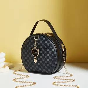 New Designer Monogram Cat Round Crossbody Bag Women Retro Top Handle Handbag Luxury Style Small Shoulder Bag shoe rack organizer bouquet flower crochet