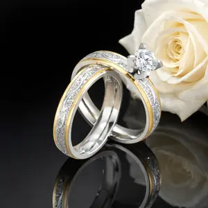 Two-Tone Gemstone Matching Rings – Simple, Stylish & Versatile Set