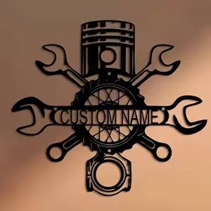 Car Garage Metal Wall Art, Custom Name Sign, Vintage Garage Signs, Hanging Decor for Home, Perfect Gift for Car Mechanics and Technicians, Home Decor