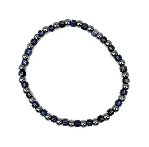 Hematite, Heishi Sodalite Beaded Stretch Bracelet - Tiny, Dainty – 4mm | Made to Order