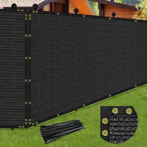 6 x 50FT Privacy Screen Fence Black Heavy Duty Mesh Fencing Shade Net Cover with Reinforced Bindings 80 Straps for Outdoor Chain Link Fence Patio Wall Garden Backyard, Black