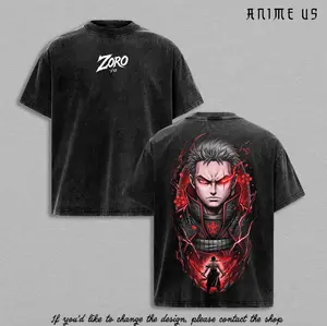 Zoro One Piece Shirt Anime Swordsman Tee Pirate Hunter Roronoa Zoro Graphic Tee Vintage Washed Oversized Anime Streetwear Shirt