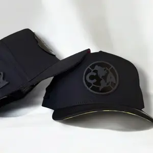 América Hats Black Snapback with Logo and Stitched Front Panel