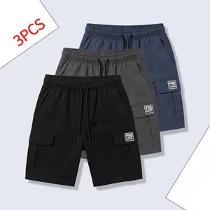 3-piece set, men's work shorts set - heavy-duty tear-resistant fabric, practical pockets, adjustable waistband |     Suitable for exercise, hiking, and construction work, great value summer set