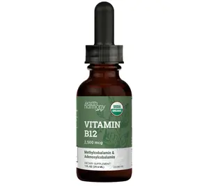 Organic Vegan Vitamin B12 Sublingual Liquid Supplement - 2500mcg Methylcobalamin Drops for Natural Energy, Metabolism Health and Immune System Support - 1 Fl Oz