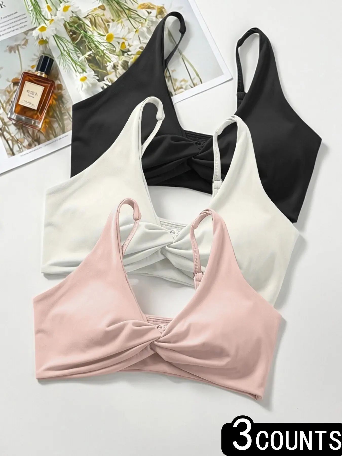 Women's 3-Pack Nude Sporty Bra Set, Workout Bras, Sexy Backless Yoga Bras, Adjustable Shoulder Straps, Quick-Dry Fitness Top, All Seasons Lingerie