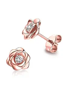 Flower Design Stud Earrings (1 Pair), Rhinestone Decor Stud Earrings for Women for Party, Daily Clothing Decor, Trendy Wedding Anniversary Party Jewelry Gift, Rhinestone Decorated Bling