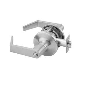Yale AU5407LN626LC Grade 1 Cylindrical Lock - Satin Chrome Augusta Lever Style Doorknobs, Commercial Office Entry Handle Doorknobs (Less Cylinder, Lock Function)