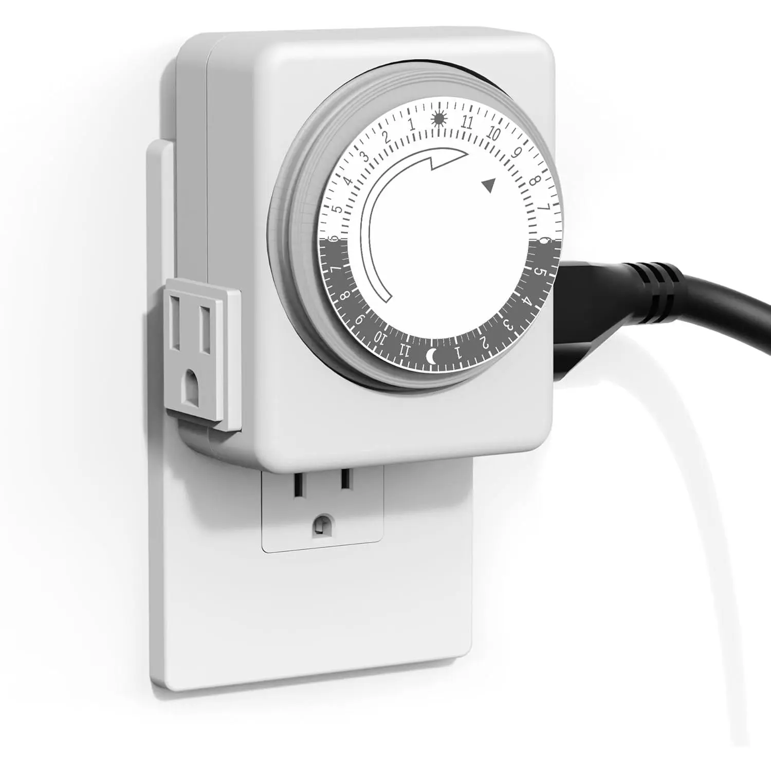 Indoor Timers for Lamps,24 Hour Plug-in Mechanical Indoor Timer for Electrical Outlets,Dual Outlets,15 Minute Intervals,Light Timer for Indoor Lighting,Heavy Duty Daily Cycle,3 Prong,1-Pack