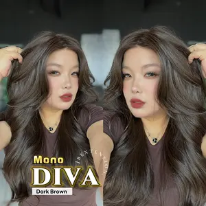 JBEXTENSION DIVA MONO Full Monofilament Handmade Full Lace Full Hand Tied Wig 24 Inches Long Curly Mono Lace Handmade Futura Fiber Wig with Anti-slip Silicone Strips Glueless Wig DIVA MONO【BENDY EAR TABS】