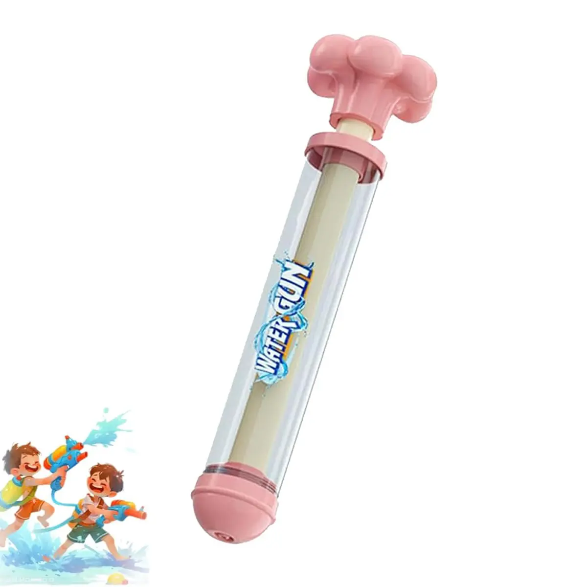 Press-Button Plastic Unisex Children's Water Spray Toy - Compact, Lightweight, Transparent Body, Blue & Pink, Easy Refill Sports Toy for Summer Outdoor Swimming Pool, Water Fight Play, Girl, Boy