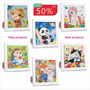 6 Pack of 5D Cute Animated Diamond Puzzle Set, suitable for beginners. Cute animal gemstone handicrafts, perfect for home wall decoration and as a gift for children.