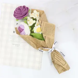 Handmade Wool Knitted Flower Bouquet Gift Set, Perfect Valentine's Day Birthday Present, Mother's Day Graduation Seasonal Decoration