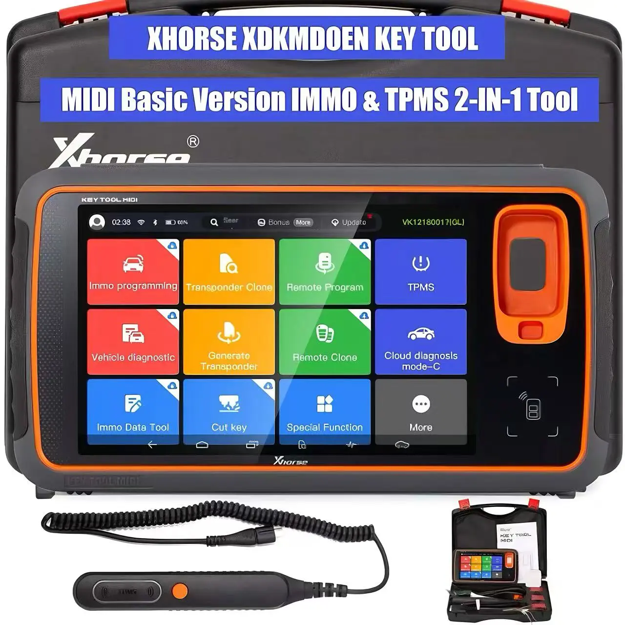 Xhorse Key Tool MIDI Basic Version - 2-in-1 IMMO & TPMS Key Programming Diagnostic Tool with OBD Interface, Tablet Device for Auto Locksmiths