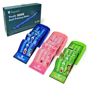 Superkit Youth Golf Putter Mats for Kids - Blue Pink Green Options - Safe & Engaging Practice for Junior Golfers Years