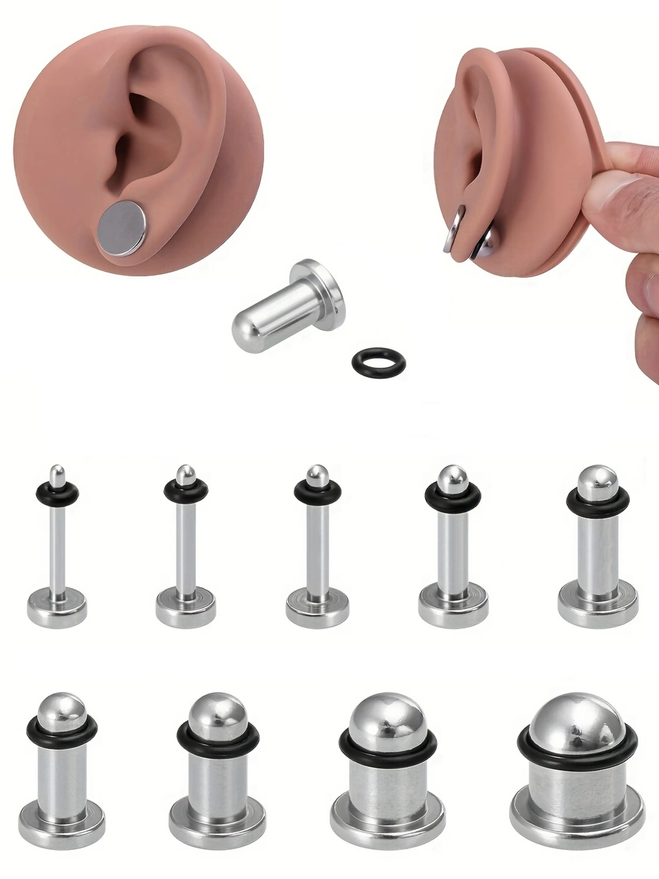 Stainless Steel Ear Gauges, Mirror Surface Cylinder Ear Plugs, Tunnel Earring Piercing Expander, Ear Flesh Fit Stretcher, Body Jewelry, Ear Accessories, Mirror Finish, All Seasons Wear, Expander Functionality