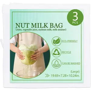 Cheese Cloth Bag For Straining, Nut Milk Bag -  Straining Bags For Nut Milk, Soy Milk, Dumpling Fillings, And More (3, L)