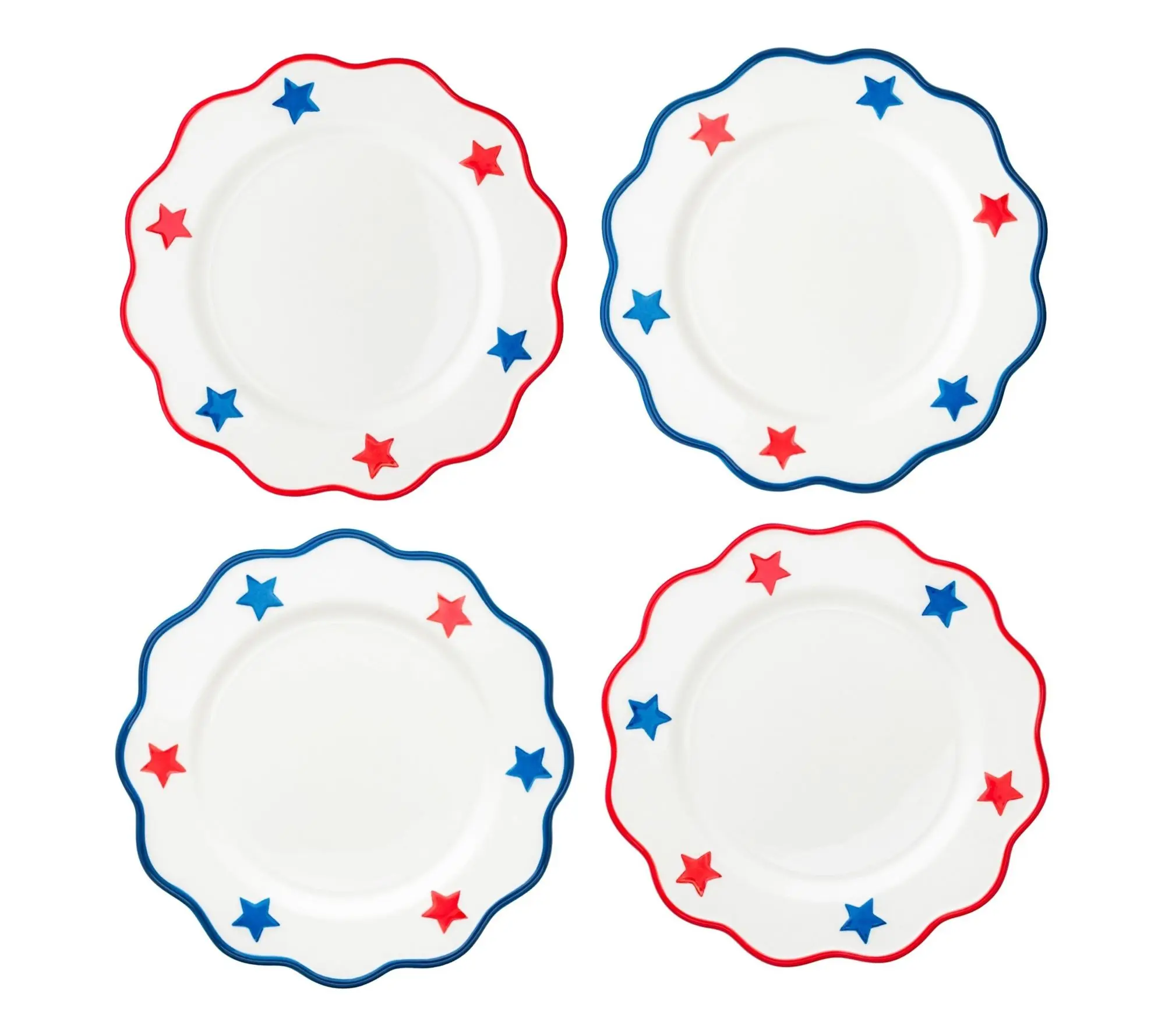 10 Strawberry Street Star-Spangled Serve Salad Plates, Set of