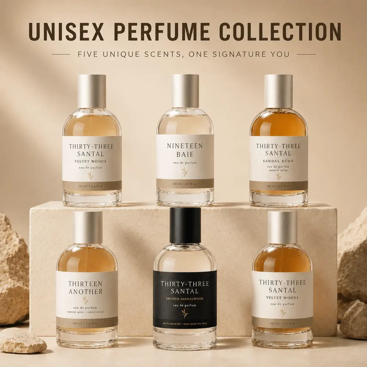 Gender Neutral Perfume Random Box - 1 Random Luxury Niche EDP Bottle from 6 Options, Aromatic Unisex Woody Sandalwood Fragrance, Long-Lasting Scent Experience for Men and Women, Aromatic Unisex Fragrance