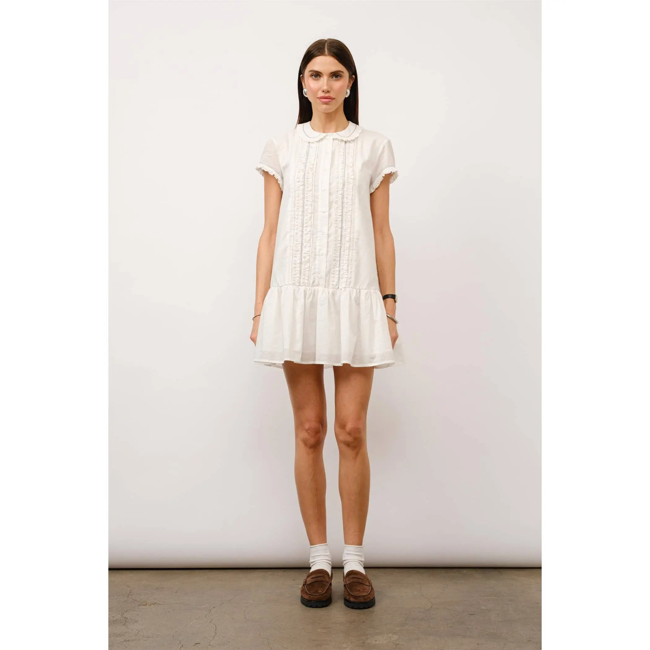 Soraya Ruffle Babydoll Mini Dress in White