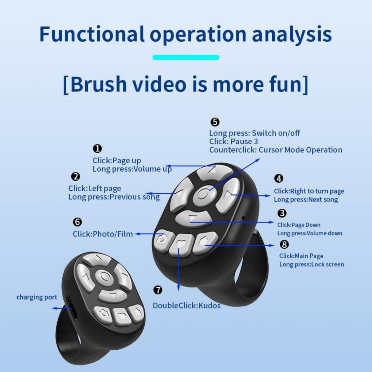 Fingertip Wireless Bluetooth Remote Control,2026 New for TikTok Scrolling Ring Remote Control, Camera Shutter Remote, Wireless Bluetooth Scrolling Ring for Phone