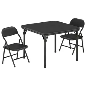 Black Folding Table and Chairs Set, Boys and Girls Activity Table and Chairs Set for Dining Room,Daycare,Classrooms