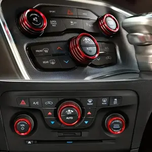 3PCS Car Interior Trim Kit Red Metal Seamless Fit Accessories Sporty Interior Styling Decor for Dodge Challenger Auto Interior Upgrade Dashboard Door Panel Accent Trim Set