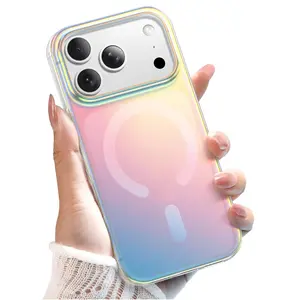 Iridescent Magnetic Magsafe-Compatible Smartphone Case, Rainbow Fluorescent Laser Design, Scratch-Resistant Shockproof Protector, Fits iPhone 17 Pro Max,16,15,14,13,12,11, Women's Electronics Accessories, Mother's Day Gift for Mobile Devices