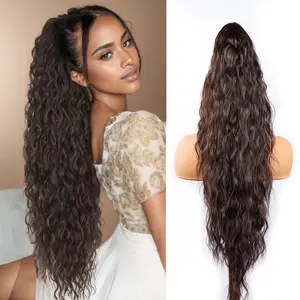 TwiceBeauty Drawstring Ponytail Extension 30 Inch Wavy Curly Comb Clip on Hairpiece Ponytail Extensions Layered Fluffy Thick Pony Tails Hair Extension Synthetic Hairpieces for Women