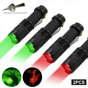 VASTFIRE 2 Zoomable Red/Green/White LED Flashlights, Tactical Flashlight Clip, Adjustable Focus for Night Hunting, Rock Climbing, Fishing, Outdoor (Batteries Not Included)